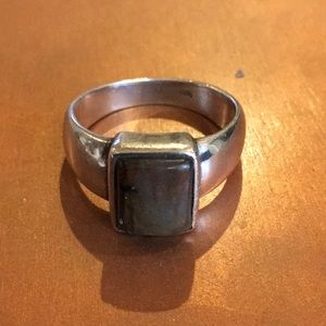 925 Sterling Silver Labradorite Stone ring - Sz 9